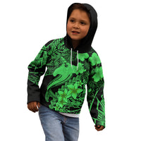 Aloha Hawaii Kid Hoodie Hammerhead Shark Tattoo Polynesian Summer - Green LT9 - Polynesian Pride