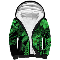 Aloha Hawaii Sherpa Hoodie Hammerhead Shark Tattoo Polynesian Summer - Green LT9 Unisex Green - Polynesian Pride