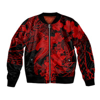 Aloha Hawaii Bomber Jacket Hammerhead Shark Tattoo Polynesian Summer - Red LT9 Unisex Red - Polynesian Pride