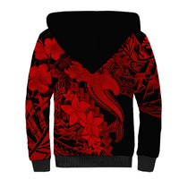 Aloha Hawaii Sherpa Hoodie Hammerhead Shark Tattoo Polynesian Summer - Red LT9 - Polynesian Pride