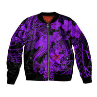 Aloha Hawaii Bomber Jacket Hammerhead Shark Tattoo Polynesian Summer - Violet LT9 Unisex Violet - Polynesian Pride