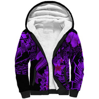 Aloha Hawaii Sherpa Hoodie Hammerhead Shark Tattoo Polynesian Summer - Violet LT9 Unisex Violet - Polynesian Pride
