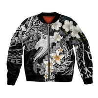 Aloha Hawaii Sleeve Zip Bomber Jacket Hammerhead Shark Tattoo Polynesian Summer - White LT9 Unisex White - Polynesian Pride