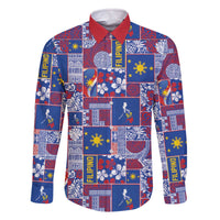 Filipino Maligayang Pasko Family Matching Off The Shoulder Long Sleeve Dress and Hawaiian Shirt Pacific Patchwork Xmas Vibes - Polynesian Pride