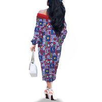 Filipino Maligayang Pasko Family Matching Off The Shoulder Long Sleeve Dress and Hawaiian Shirt Pacific Patchwork Xmas Vibes - Polynesian Pride