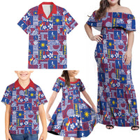 Filipino Maligayang Pasko Family Matching Off Shoulder Maxi Dress and Hawaiian Shirt Pacific Patchwork Xmas Vibes LT9 - Polynesian Pride