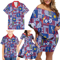 Filipino Maligayang Pasko Family Matching Off Shoulder Short Dress and Hawaiian Shirt Pacific Patchwork Xmas Vibes LT9 - Polynesian Pride