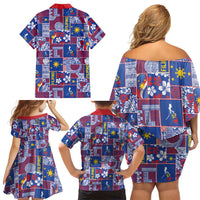 Filipino Maligayang Pasko Family Matching Off Shoulder Short Dress and Hawaiian Shirt Pacific Patchwork Xmas Vibes LT9 - Polynesian Pride