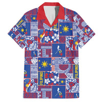 Filipino Maligayang Pasko Family Matching Summer Maxi Dress and Hawaiian Shirt Pacific Patchwork Xmas Vibes LT9 Dad's Shirt - Short Sleeve Blue - Polynesian Pride