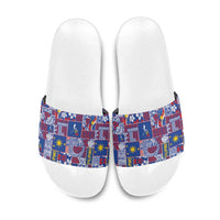 Filipino Maligayang Pasko Slide Sandals Pacific Patchwork Xmas Vibes - Polynesian Pride