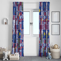 Filipino Maligayang Pasko Window Curtain Pacific Patchwork Xmas Vibes - Polynesian Pride