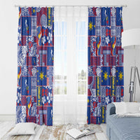 Filipino Maligayang Pasko Window Curtain Pacific Patchwork Xmas Vibes - Polynesian Pride