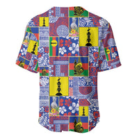 New Caledonia Joyeux Noel Baseball Jersey Pacific Patchwork Xmas Vibes - Polynesian Pride