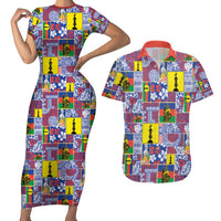 New Caledonia Joyeux Noel Couples Matching Short Sleeve Bodycon Dress and Hawaiian Shirt Pacific Patchwork Xmas Vibes - Polynesian Pride