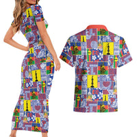 New Caledonia Joyeux Noel Couples Matching Short Sleeve Bodycon Dress and Hawaiian Shirt Pacific Patchwork Xmas Vibes LT9 - Polynesian Pride