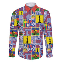 New Caledonia Joyeux Noel Family Matching Off Shoulder Short Dress and Hawaiian Shirt Pacific Patchwork Xmas Vibes - Polynesian Pride