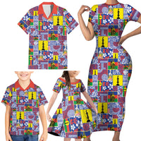 New Caledonia Joyeux Noel Family Matching Short Sleeve Bodycon Dress and Hawaiian Shirt Pacific Patchwork Xmas Vibes - Polynesian Pride
