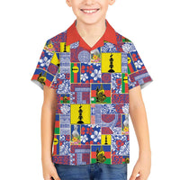 New Caledonia Joyeux Noel Family Matching Summer Maxi Dress and Hawaiian Shirt Pacific Patchwork Xmas Vibes LT9 Son's Shirt Blue - Polynesian Pride