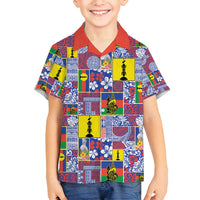 New Caledonia Joyeux Noel Family Matching Tank Maxi Dress and Hawaiian Shirt Pacific Patchwork Xmas Vibes LT9 Son's Shirt Blue - Polynesian Pride