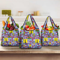 New Caledonia Joyeux Noel Grocery Bag Pacific Patchwork Xmas Vibes LT9 3-pack One Size Blue - Polynesian Pride