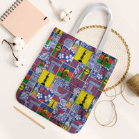 New Caledonia Joyeux Noel Tote Bag Pacific Patchwork Xmas Vibes LT9 White Strap One Size Blue - Polynesian Pride