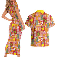 Niue Monuina e Kilisimasi Couples Matching Short Sleeve Bodycon Dress and Hawaiian Shirt Pacific Patchwork Xmas Vibes LT9 - Polynesian Pride