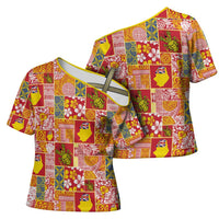 Niue Monuina e Kilisimasi Cross Shoulder Shirt Pacific Patchwork Xmas Vibes - Polynesian Pride
