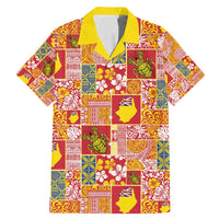 Niue Monuina e Kilisimasi Family Matching Mermaid Dress and Hawaiian Shirt Pacific Patchwork Xmas Vibes LT9 Dad's Shirt - Short Sleeve Yellow - Polynesian Pride