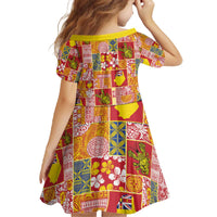 Niue Monuina e Kilisimasi Family Matching Off The Shoulder Long Sleeve Dress and Hawaiian Shirt Pacific Patchwork Xmas Vibes LT9 - Polynesian Pride