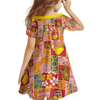Niue Monuina e Kilisimasi Family Matching Off Shoulder Short Dress and Hawaiian Shirt Pacific Patchwork Xmas Vibes LT9 - Polynesian Pride
