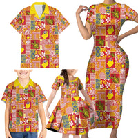 Niue Monuina e Kilisimasi Family Matching Short Sleeve Bodycon Dress and Hawaiian Shirt Pacific Patchwork Xmas Vibes LT9 - Polynesian Pride