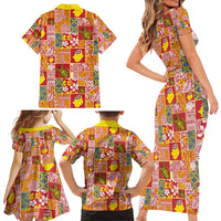 Niue Monuina e Kilisimasi Family Matching Short Sleeve Bodycon Dress and Hawaiian Shirt Pacific Patchwork Xmas Vibes LT9 - Polynesian Pride