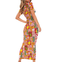 Niue Monuina e Kilisimasi Family Matching Short Sleeve Bodycon Dress and Hawaiian Shirt Pacific Patchwork Xmas Vibes LT9 - Polynesian Pride