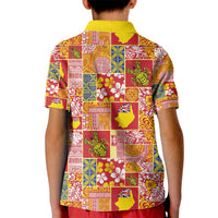 Niue Monuina e Kilisimasi Kid Polo Shirt Pacific Patchwork Xmas Vibes - Polynesian Pride