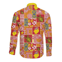 Niue Monuina e Kilisimasi Long Sleeve Button Shirt Pacific Patchwork Xmas Vibes - Polynesian Pride