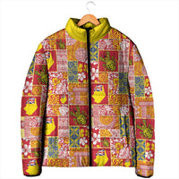 Niue Monuina e Kilisimasi Padded Jacket Pacific Patchwork Xmas Vibes - Polynesian Pride