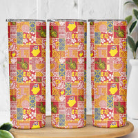 Niue Monuina e Kilisimasi Skinny Tumbler Pacific Patchwork Xmas Vibes - Polynesian Pride