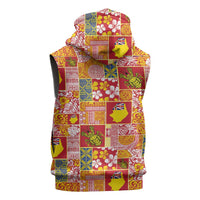 Niue Monuina e Kilisimasi Sleeveless Zip Hoodie Pacific Patchwork Xmas Vibes - Polynesian Pride