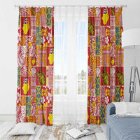 Niue Monuina e Kilisimasi Window Curtain Pacific Patchwork Xmas Vibes - Polynesian Pride