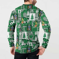 Norfolk Island Meri Krismas Button Sweatshirt Pacific Patchwork Xmas Vibes - Polynesian Pride