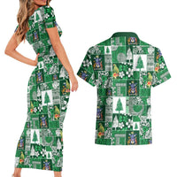 Norfolk Island Meri Krismas Couples Matching Short Sleeve Bodycon Dress and Hawaiian Shirt Pacific Patchwork Xmas Vibes LT9 - Polynesian Pride