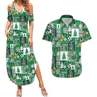 Norfolk Island Meri Krismas Couples Matching Summer Maxi Dress and Hawaiian Shirt Pacific Patchwork Xmas Vibes LT9 Green - Polynesian Pride