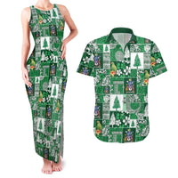 Norfolk Island Meri Krismas Couples Matching Tank Maxi Dress and Hawaiian Shirt Pacific Patchwork Xmas Vibes LT9 Green - Polynesian Pride