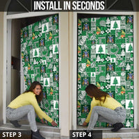 Norfolk Island Meri Krismas Door Cover Pacific Patchwork Xmas Vibes - Polynesian Pride