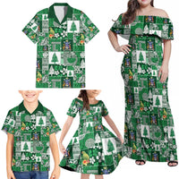 Norfolk Island Meri Krismas Family Matching Off Shoulder Maxi Dress and Hawaiian Shirt Pacific Patchwork Xmas Vibes - Polynesian Pride