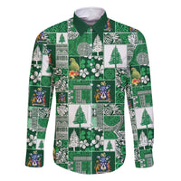 Norfolk Island Meri Krismas Family Matching Off Shoulder Maxi Dress and Hawaiian Shirt Pacific Patchwork Xmas Vibes - Polynesian Pride