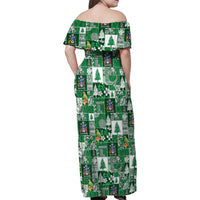 Norfolk Island Meri Krismas Family Matching Off Shoulder Maxi Dress and Hawaiian Shirt Pacific Patchwork Xmas Vibes - Polynesian Pride