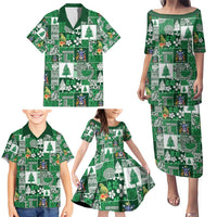 Norfolk Island Meri Krismas Family Matching Puletasi and Hawaiian Shirt Pacific Patchwork Xmas Vibes - Polynesian Pride