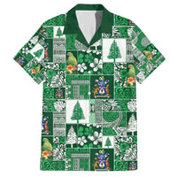 Norfolk Island Meri Krismas Family Matching Short Sleeve Bodycon Dress and Hawaiian Shirt Pacific Patchwork Xmas Vibes - Polynesian Pride