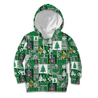 Norfolk Island Meri Krismas Kid Hoodie Pacific Patchwork Xmas Vibes LT9 Hoodie Green - Polynesian Pride